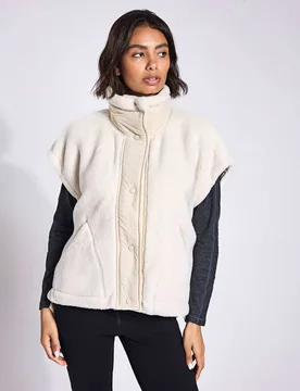 Scout It Out Funnel Neck Fleece Gilet Cream female - FP Movement - FashionsVida