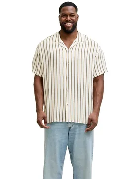Chemise à Manches Courtes Jeff Resort Stripe Dusty Olive 6XL - Jack & jones - FashionsVida