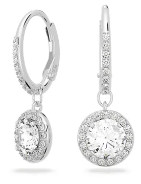 Orecchini pendenti Una Angelic, Taglio Round, Bianchi, Placcato rodio OS - Swarovski - FashionsVida