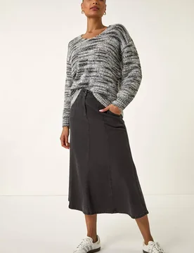 Women's Shimmer V-Neck Knitted Jumper in Black Size: 12 - Black - Size: 12 - Roman - FashionsVida