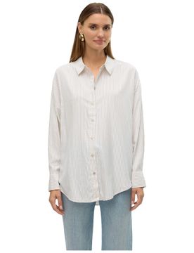 Camicia over bianca beige a righe Nora 10319825