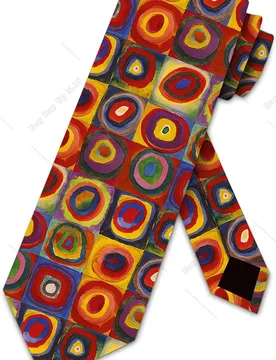 Art Abstract Painting Colorful Ties Squares and ConcentricCircles Necktie Art Tie Men Shirt Accessories POLYESTER - Aliexpress - FashionsVida