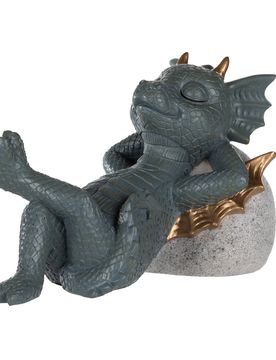 LED-Gartenfigur "schlafender Drache" grau