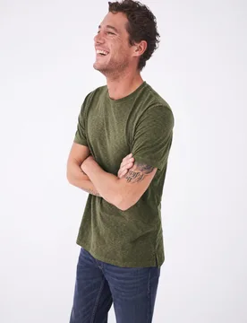Pure Cotton Crew Neck T-Shirt Khaki male - White stuff - FashionsVida