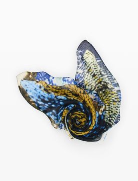 Foulard rectangulaire imprimé, Polyester, Noir, U