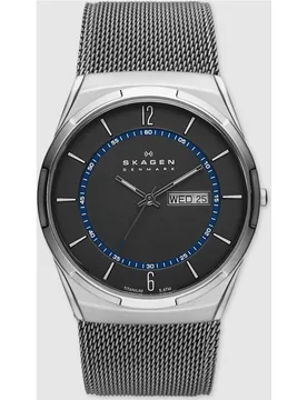 Reloj melbye titanium de titanio y malla de acero en color carbón con día y fecha - skagen - FashionsVida