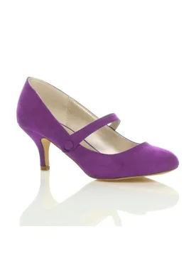 Women's Mid Heel Mary Jane Court Shoes in Purple Size: 8 - Purple - Size: 8 - Ajvani - FashionsVida