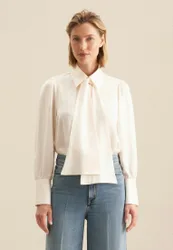 Schluppenbluse Uni Ecru 46