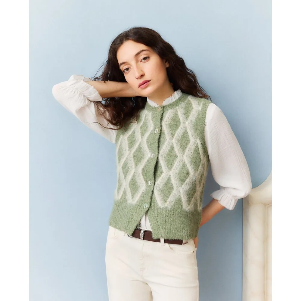 Chaleco de mujer jacquard rombos - Southern Cotton - FashionsVida