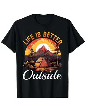 Life Is Better Outside Camping Graphic Tee Soft Breathable Cotton T-Shirt for Daily Wear - Aliexpress - FashionsVida