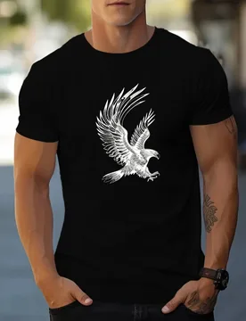 Eagle print men's 100% cotton short sleeve summer casual T-shirt - Aliexpress - FashionsVida