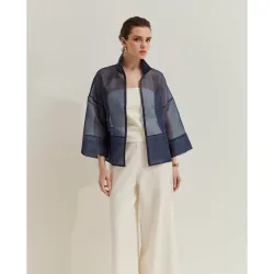 Chaqueta ancha de mujer con transparencia