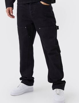 Herren Gerade geschnittene Zimmermann Schwarze Jeans Hosen True Black Größe 36R