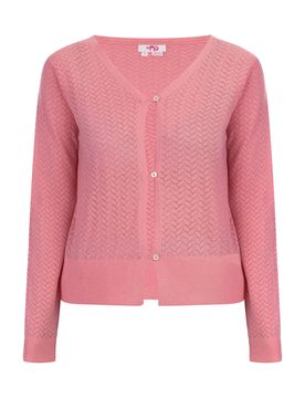 MYMO Cárdigan rosa / blanco perla