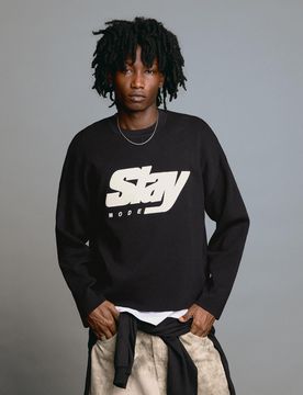 Pull Imprimé À Col Rond S Noir