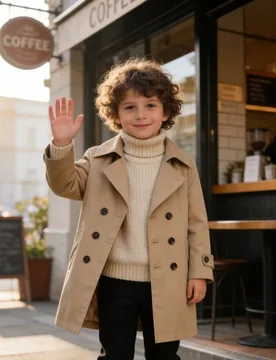 Chaqueta cortavientos de otoño/invierno para niños, chaqueta larga, estilo británico, ropa de abrigo para niños pequeños y niños mayores - Shein - FashionsVida