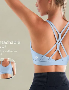 Sujetador deportivo de soporte medio-alto para mujer, estilo camisola, espalda hermosa, acolchado extraíble, top de yoga minimalista, sujetador de fi - Shein - FashionsVida