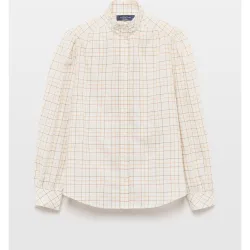 Blusa de mujer de manga larga con cuadros