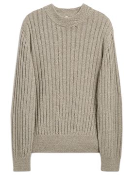 Linen and Cotton Ribbed Crewneck Sweater