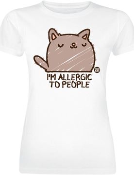 T-Shirt - I'm Allergic To People - Cat - S bis XXL - für Damen - Größe XL - weiß - Frauen - female