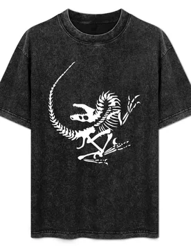 Velociraptor Fossil Skeleton in Blue T-Shirt Casual Street Style Short Sleeve Tee - Aliexpress - FashionsVida