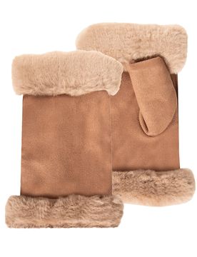 Mitaines bord imitation fourrure Camel camel Tailleunique