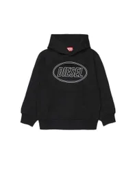 Felpa nera in puro cotone con logo icon 3D e cappuccio