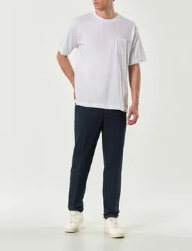 Pantalone chino blu in cotone stretch micro armatura - Paul Baker - FashionsVida
