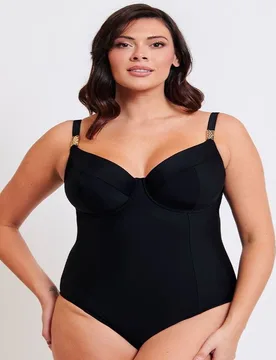 Women's Salento Coast Balcony Underwired Swimsuit in Black Size: 36HH - Black - Size: 36HH - Flirtelle - FashionsVida