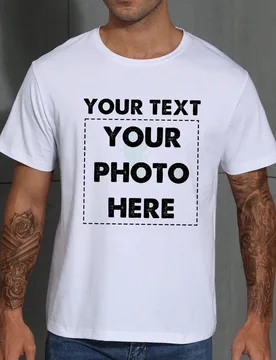 Camiseta con Impresión de Foto Personalizada para Hombres - Sube tu Foto/Foto de Grupo/Pareja/Mascota/Mejor Amigo, Personaliza Texto/Nombre/Mensaje/E - Shein - FashionsVida