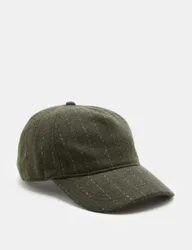 Wool Blend Striped Baseball Cap Brown male