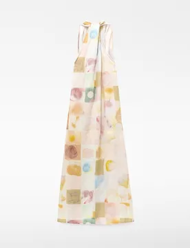 Vestido largo estampado con escote pico - Adolfo Dominguez - FashionsVida