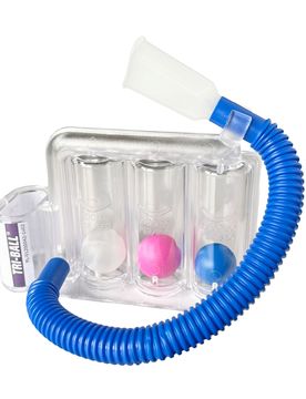 Atemtrainer "TriBall" transparent blau