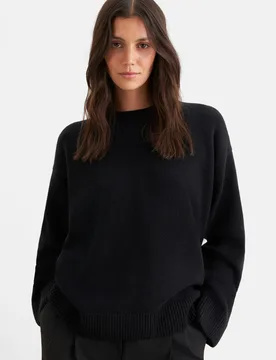 Boxy-Pullover aus Wolle und Kaschmir Schwarz M - Seidensticker - FashionsVida