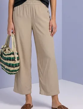 High Waist Wide Leg Hose im Loose Fit female Beige - Street One - FashionsVida