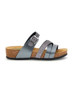 Ciabatte grigio sottopiede in vera pelle 293A410SR 37