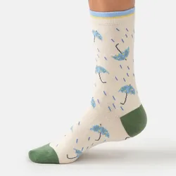 Rainy Days Organic Cotton Crew Socks - White - UK 4-7