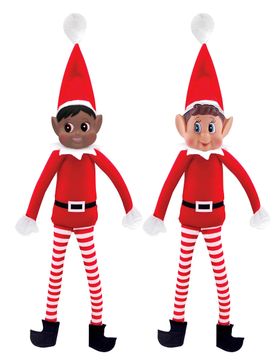 Duo Wichtel Puppen Elf Junge und Elf Mädchen 38 cm Weihnachts Deko - male