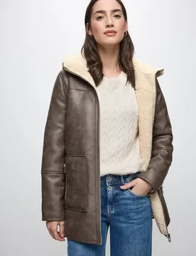 Leder-Look Jacke female Braun - Street One - FashionsVida