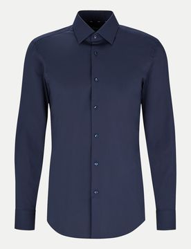 Black Slim-Fit Hemd Hank Blau 38