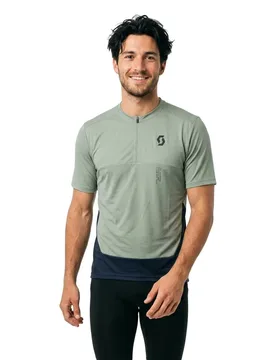 Magliette A Maniche Corte Con Mezza Cerniera Vertic Spray Grey / Dark Blue - Scott - FashionsVida