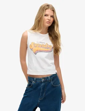 Superdry Damen Vintage Regenbogenweste Weiß - Größe: 40 - 29.99 - FashionsVida