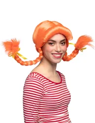 Gebogene Zopfperücke für Damen orange - female