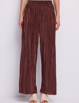 Pantalone plisse donna marrone