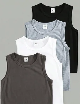 Piezas Tops casuales y cómodos sin mangas para niños pequeños, multicolor, adecuados para primavera y verano - Shein - FashionsVida