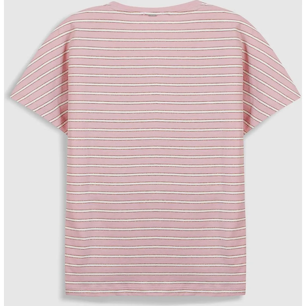 Camiseta de mujer con escote de pico y estampado de rayas - IKKS - FashionsVida