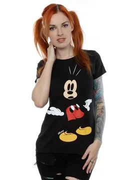 Women's Mickey Mouse Surprised Cotton T-Shirt in Black Size: XL - Black - Size: XL - Disney - FashionsVida