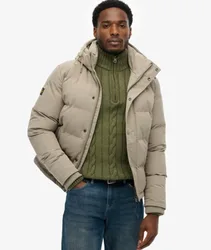Superdry Herren Everest Kurze Pufferjacke mit Kapuze Dark Grey - Größe: XL