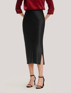 Gonna Longuette Donna in Seta 22 Momme Elegante con Spacco Laterale 44
