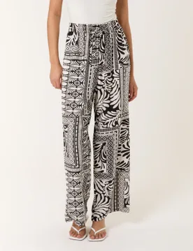 Abstract Print Trousers - M/L / BLACK - female - Blue Vanilla - FashionsVida